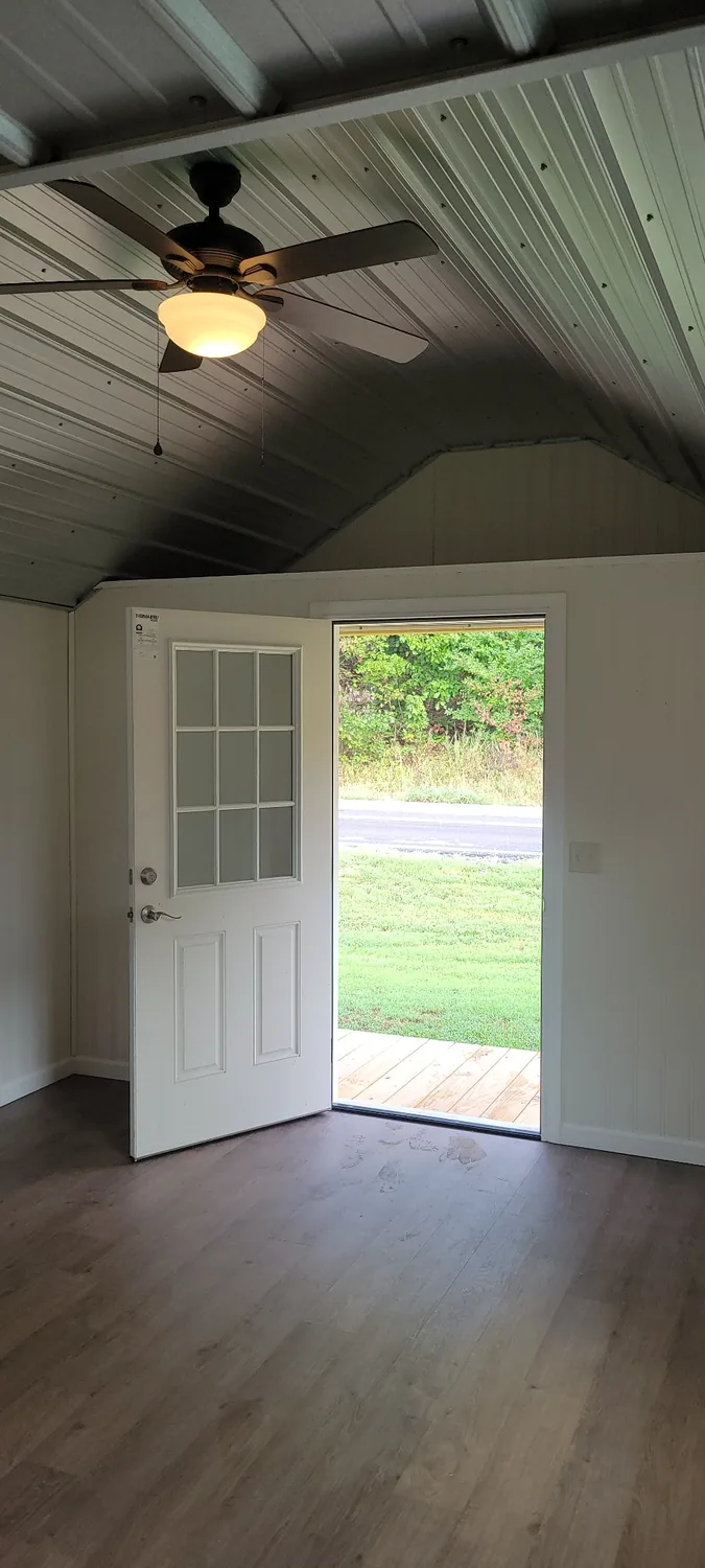 Basecamp Blue interior looking toward open front door