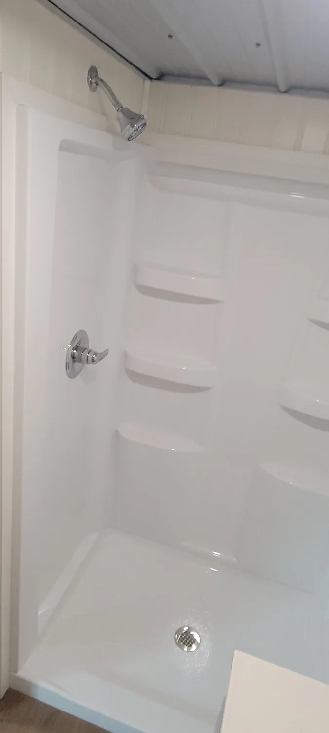 Basecamp Green four-foot shower interior